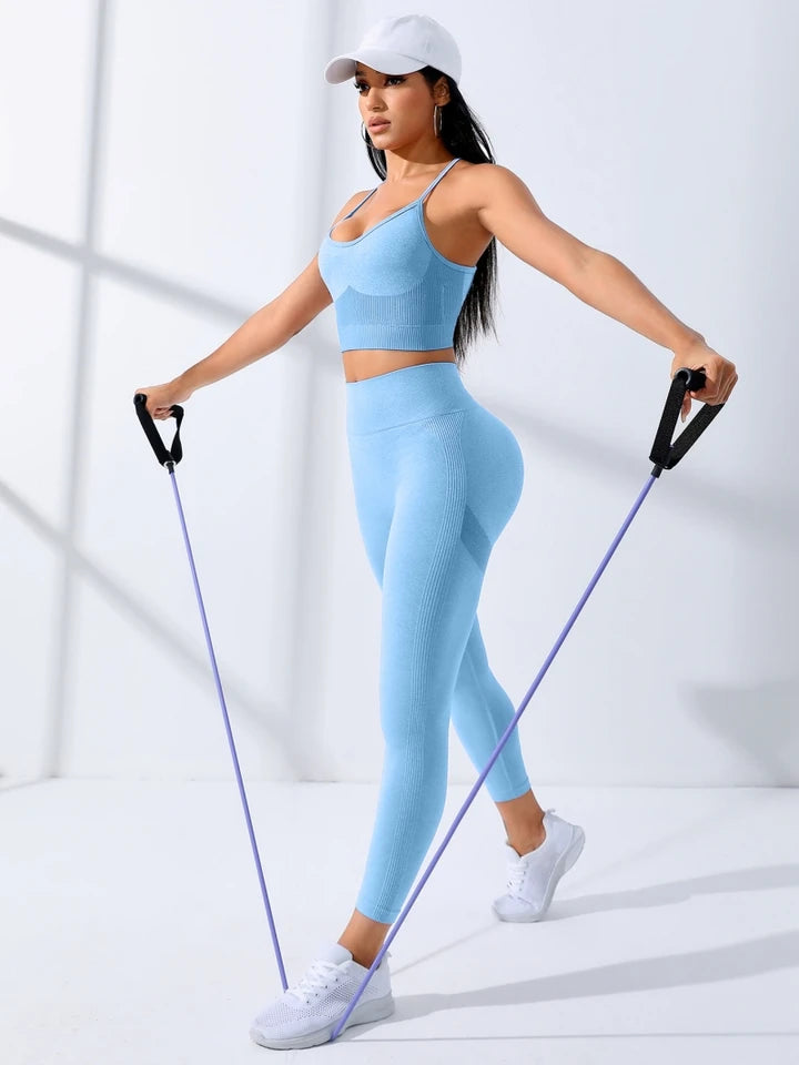 Ensemble Vêtements Complet de Sport pour Femmes, Leggings taille haute avec dos croisé sport soutien-gorge (Homepage)